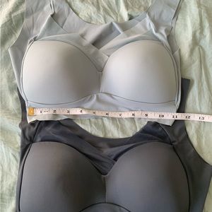 2 matching comfort bras. Pale blue and Grey.